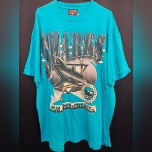 San Jose, Sharks, vintage, blue, team, 90s. Magic, NHL, casual, streetwear,  men